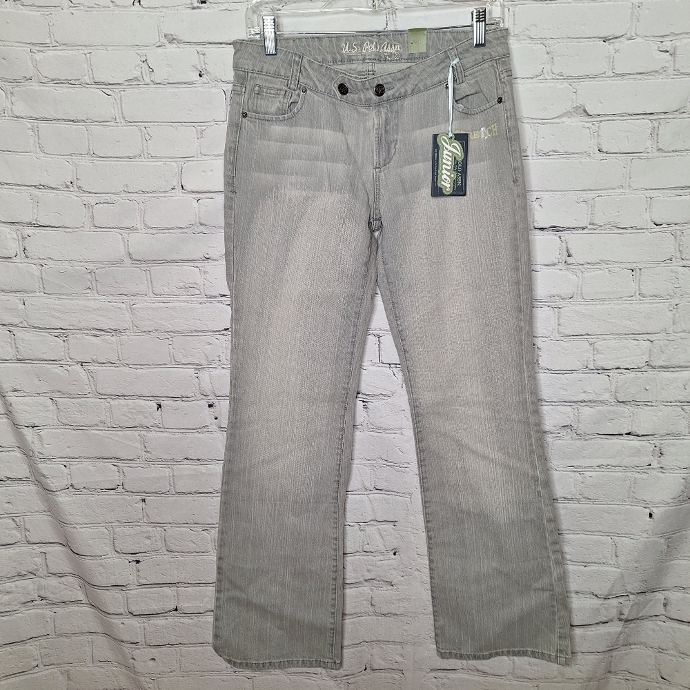 New US Polo Assn Light Grey Distress Wash Rear Pocket Stiching Size 9/10